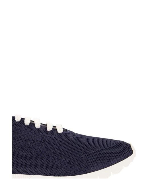 Kiton Blue Knitted Low-top Sneakers for men