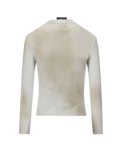 Balenciaga White Dirty Vintage Effect Long-sleeved T-shirt