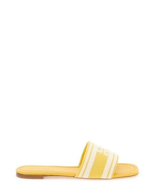 Tory Burch Yellow Slides With Embroidered Band