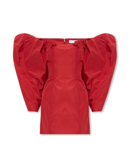 Jacquemus Red ‘Taffetas’ Dress With Puff Sleeves