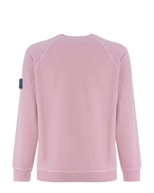 Stone Island Pink Logo Patch Crewneck Sweatshirt for men
