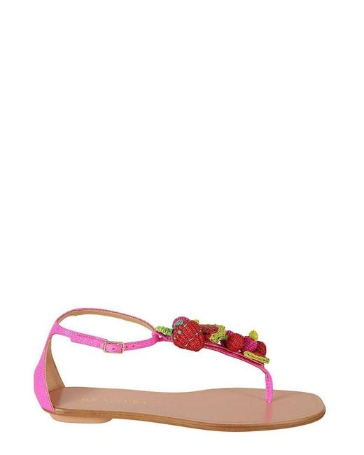 Aquazzura Red Strawberry Punch Flat Sandals