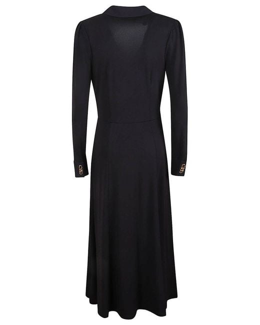 Michael Kors Black V-neck Long-sleeved Maxi Dress