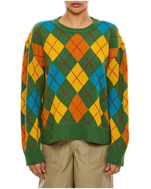 Loewe Multicolor Argyle-pattern Wool Jumper