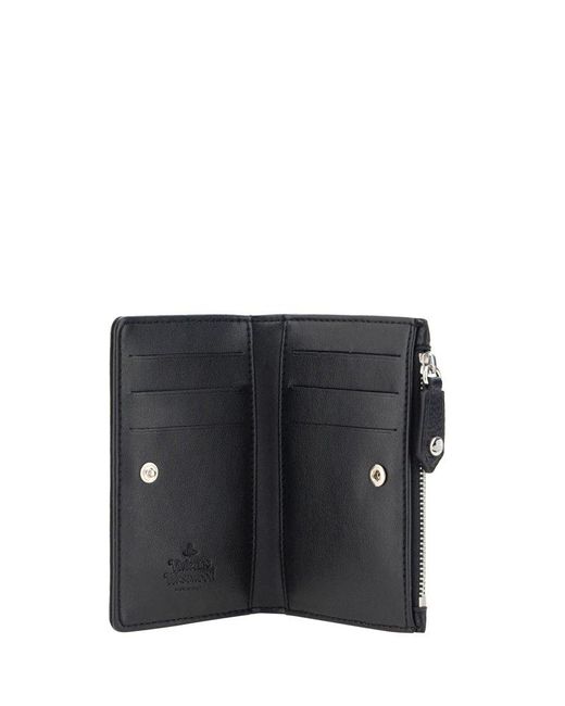 Vivienne Westwood Black Orb-plaque Zipped Compact Wallet