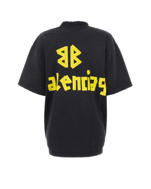 Balenciaga Tape Logo Crewneck T-shirt in Black for Men | Lyst