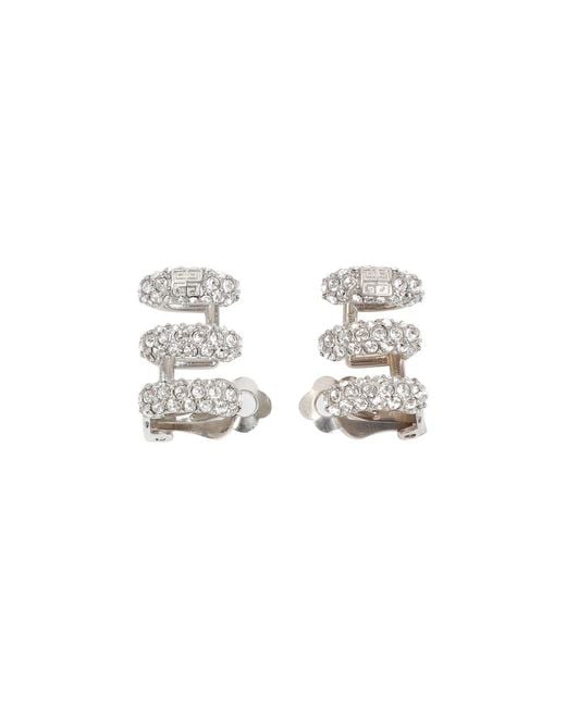 Givenchy Metallic Stitch Crystal 3 Row Clip Earrings Jewellery