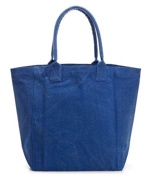 Isabel Marant Blue Logo Embroidered Large Tote Bag