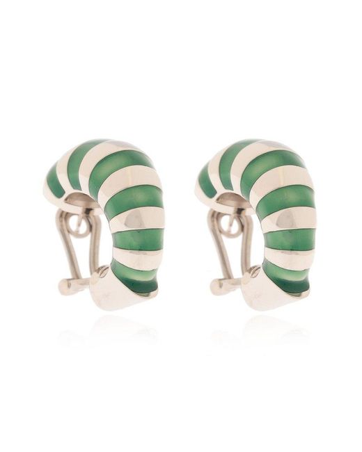 Ferragamo Green Earrings Finished With Enamel,