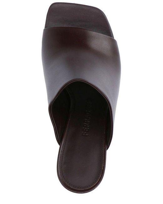 Ferragamo Brown Square Toe Slip-on Sandals