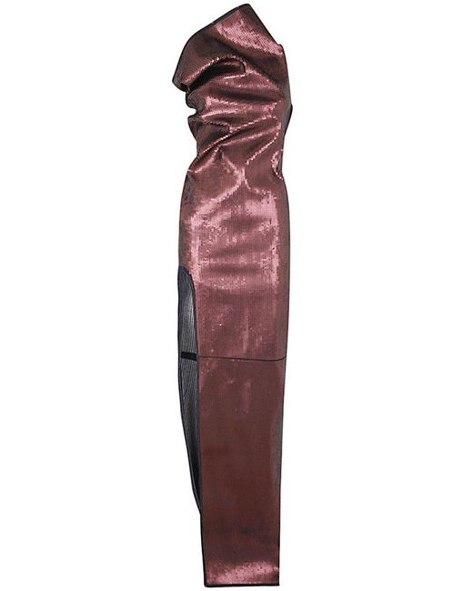 Rick Owens Purple Athena Gown Denim Embroidered Long Dress Clothing