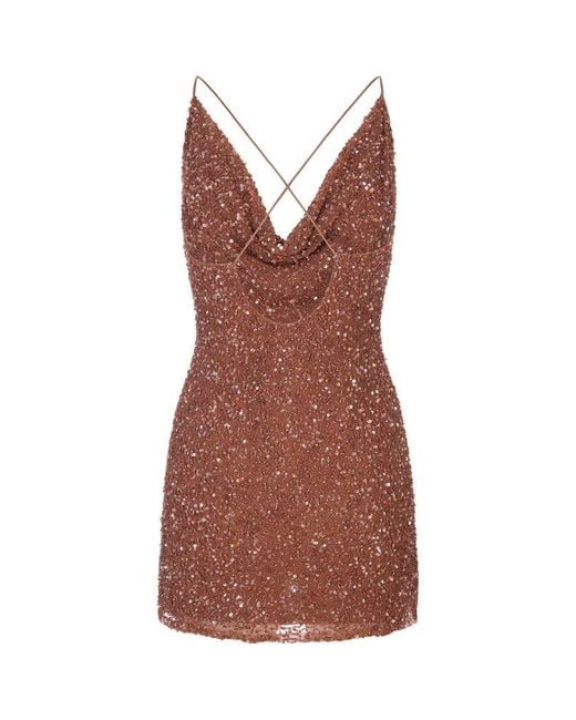 retroféte Mich Sequin-embellished Sleeveless Mini Dress in Brown | Lyst  Canada