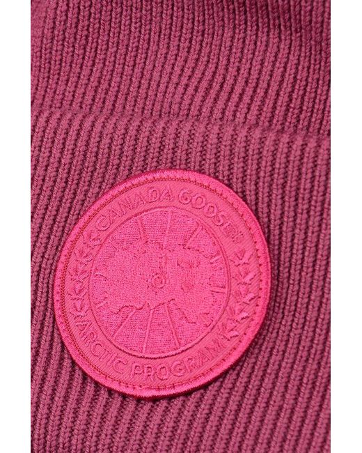 Canada Goose Purple Beanie With Patch for men