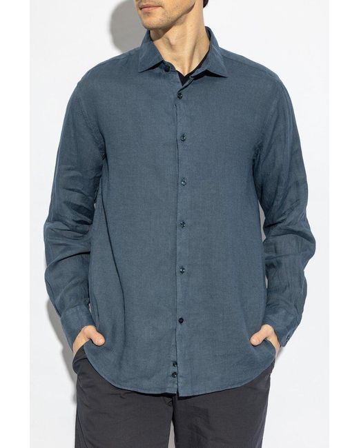 Paul & Shark Blue Linen Shirt for men
