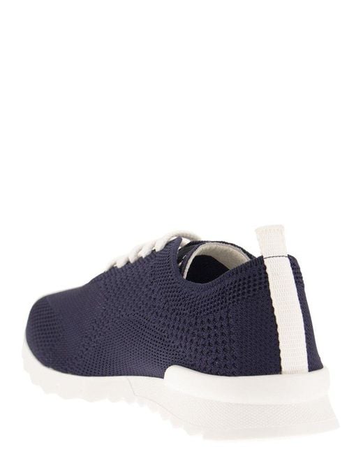 Kiton Blue Knitted Low-top Sneakers for men