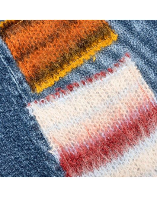 Marni Blue Patchwork Detailed Distressed Jeans for men