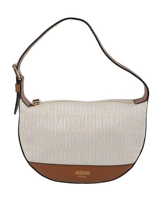 Moschino White Monogrammed Shoulder Bag