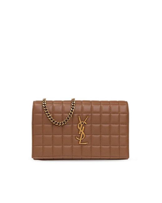 Saint Laurent Cassandre Matelassé Carre Crossbody Bag in Brown Lyst