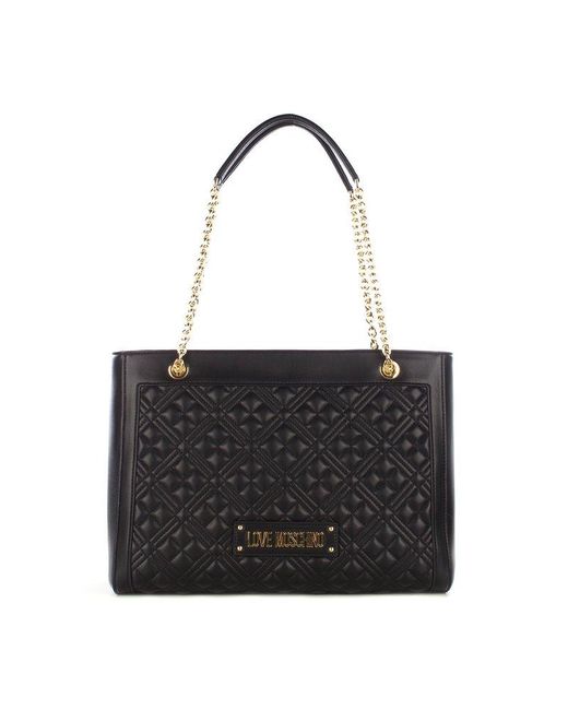 Love Moschino Quilted Chainlinked Shoulder Bag in Black Lyst