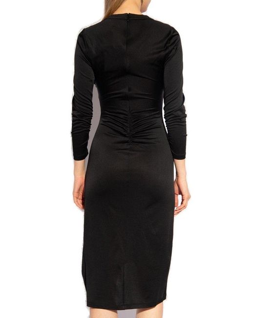 Diane von Furstenberg Black Aurelie Ruched Midi Dress
