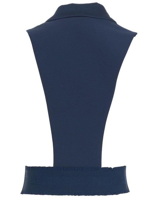 Elisabetta Franchi Blue Satin Lapels Crêpe Tuxedo Waistcoat