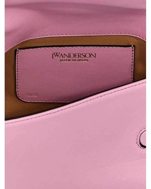 J.W. Anderson Pink Logo Detailed Twister Medium Shoulder Bag