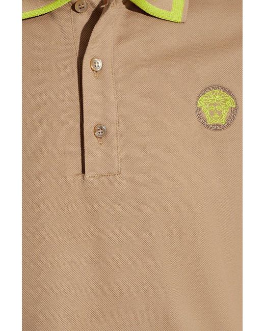 Versace Natural Polo Shirt With Medusa Face, for men