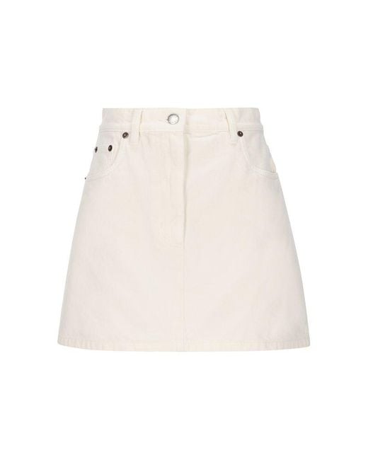 Prada Triangle-logo Mini Skirt in White | Lyst