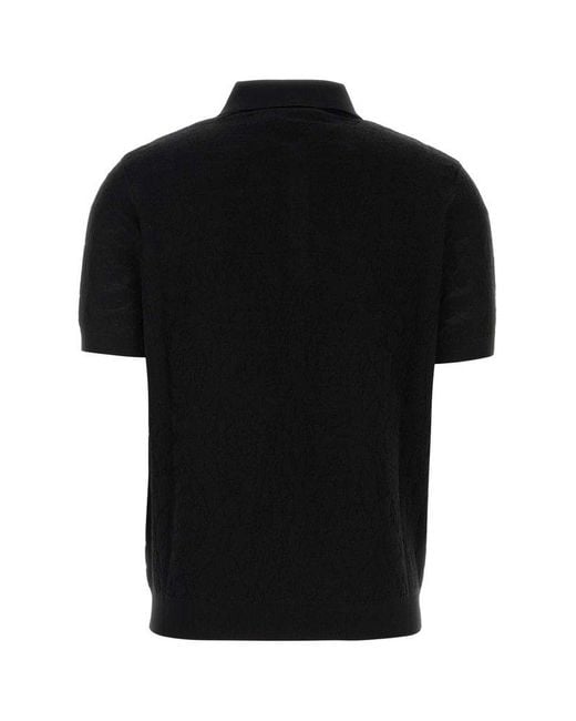 Versace Black Silk Blend Polo Shirt for men