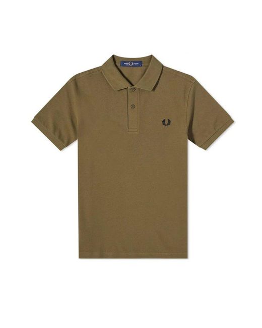 Fred Perry Green Laurel Wreath-embroidered Short-sleeved Polo Shirt for men