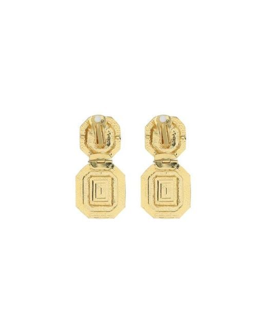 Alessandra Rich White Metal Earrings With Crystal Embellishmen