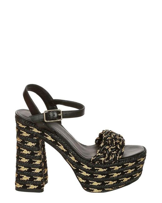 Castaner Black Woven Block-heel Ankle Strap Sandals