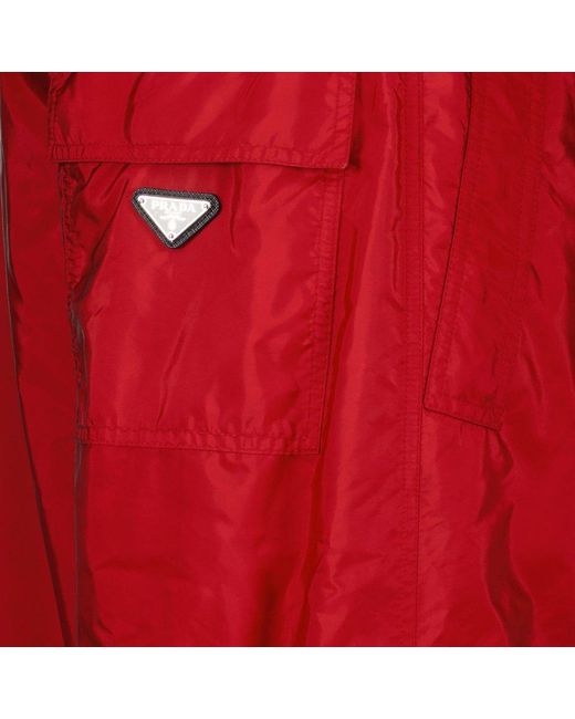 Prada Red Re-nylon Logo Plaque Track Pants for men