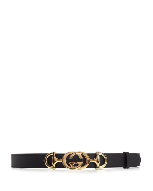 Gucci Black Leather Belt With Interlocking G Horsebit