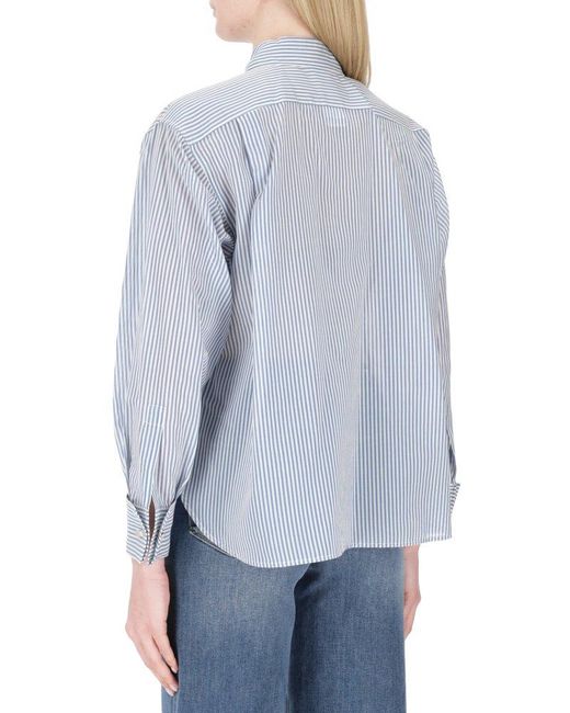 Max Mara Blue Vertigo Striped Long-sleeve Shirt