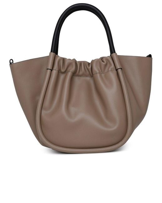 Proenza Schouler Brown Ruched Bag In Beige Leather