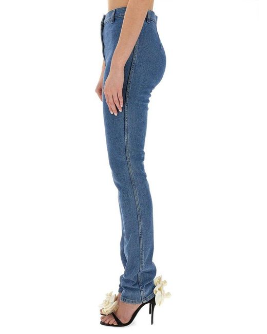 Magda Butrym Blue Logo Patch Skinny Jeans