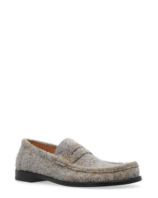 Loewe Gray Campo Round Asymmetrical Toe Loafers for men