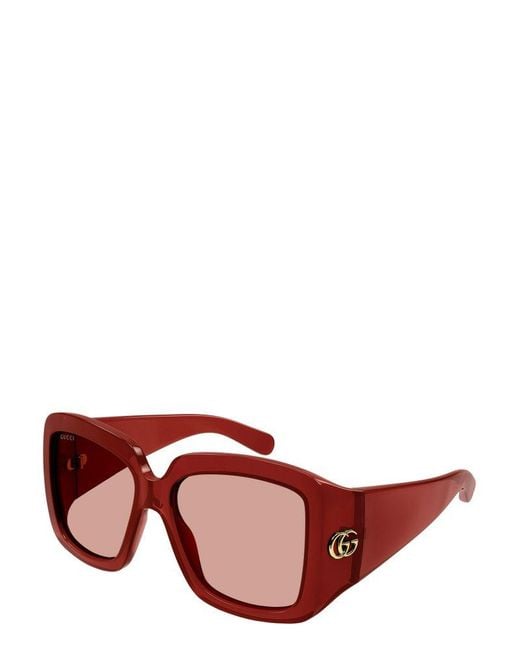 Gucci Red Square Frame Sunglasses