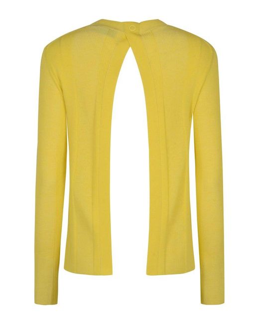 Fendi Yellow Long-sleeved Crewneck Cardigan