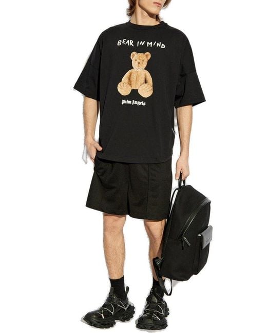 Palm Angels Black T-Shirt With Print for men