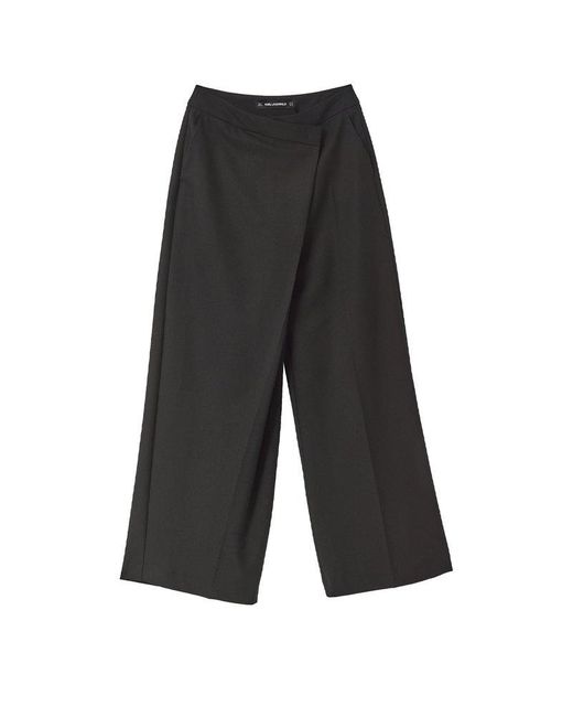 Karl Lagerfeld Gray Wrapped Wide-Leg Trousers
