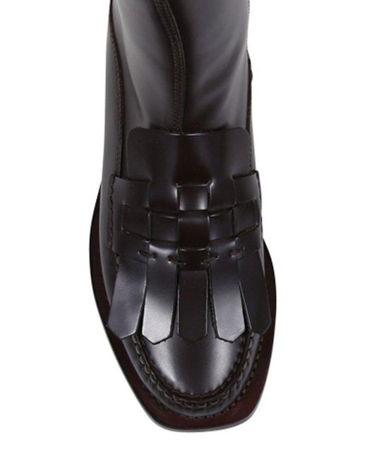 Hereu Brown Square-Toe Zipped Boots