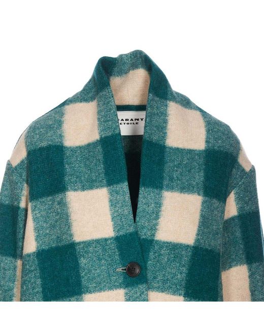 Isabel Marant Blue Checked Button-up Coat