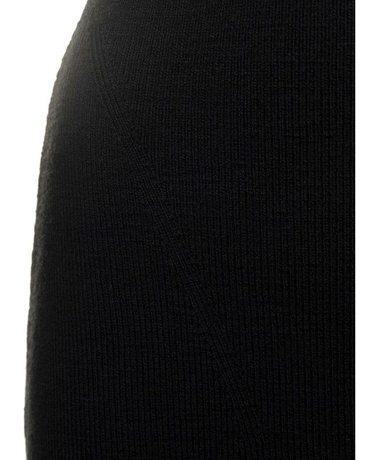 Tom Ford Black Long-sleeved Cut-out Ribbed Midi Dress