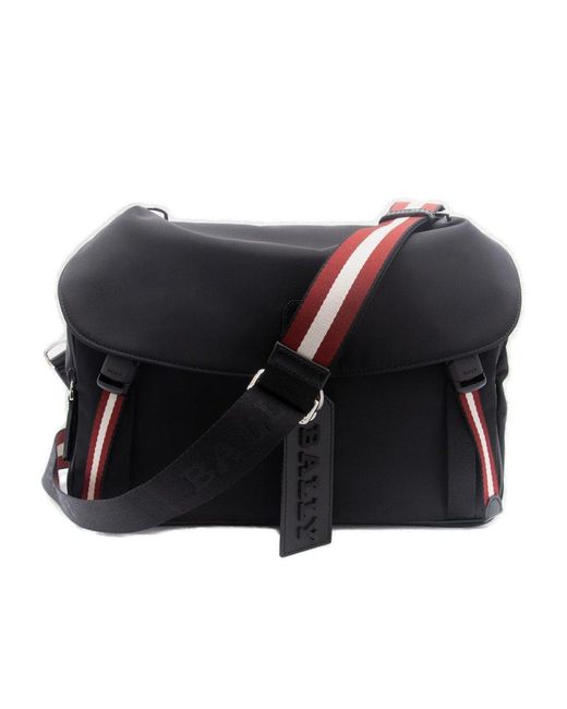 Bally Synthetic Logoplaque Foldovertop Crossbody Strap Bag in Black