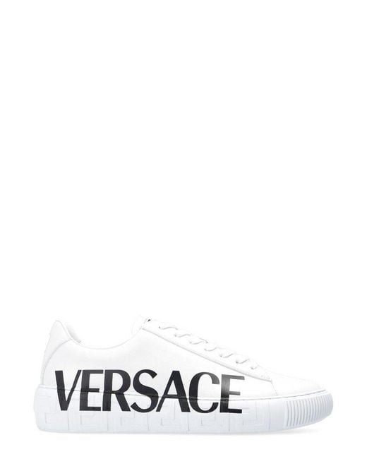 Versace White Greca Logo Leather Sneaker for men