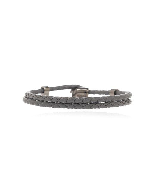 Versace Gray Leather Bracelet for men