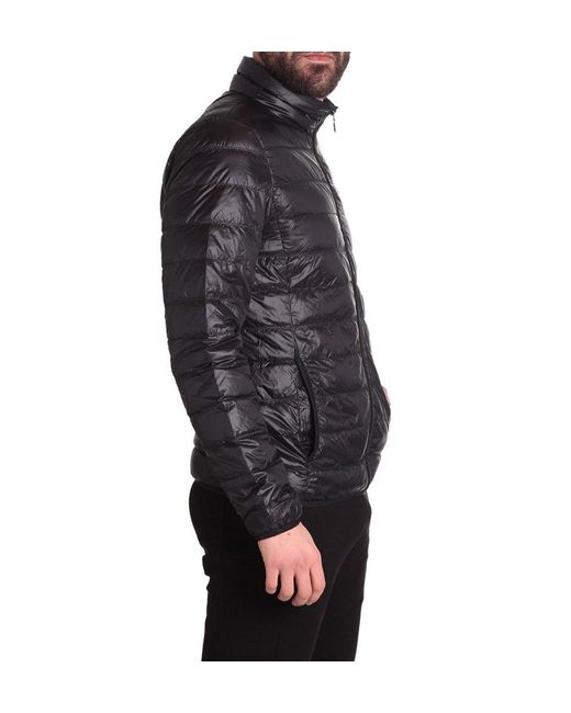 EA7 Black Logo Printed Zipped Puffer Jacket for men