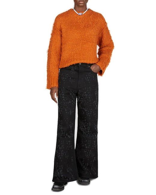 Acne Orange Crewneck Knitted Sweater